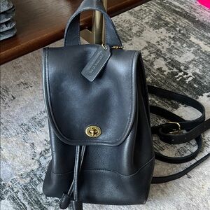 Vintage Coach Black Leather Backpack